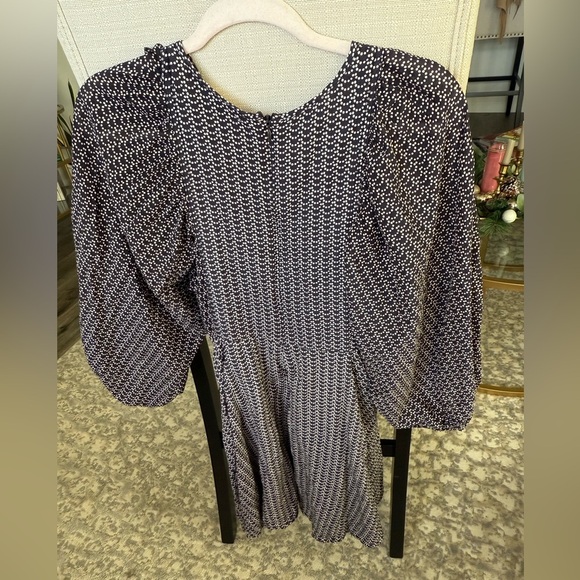 Anthropologie Maeve Polka Dot Linen/Cotton Blend Dress with Puff Sleeves, XS - Picture 5 of 8